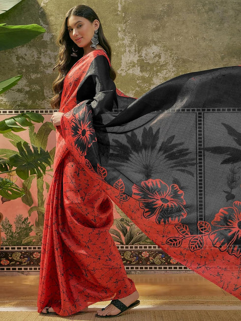 Vasthrlay Womens Printed Unstitched Beige Saree