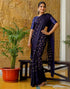 Vasthrlay Georgette Printed Unstitched Dark Green Saree