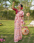 Vasthrlay Womens Printed Unstitched Peach Saree