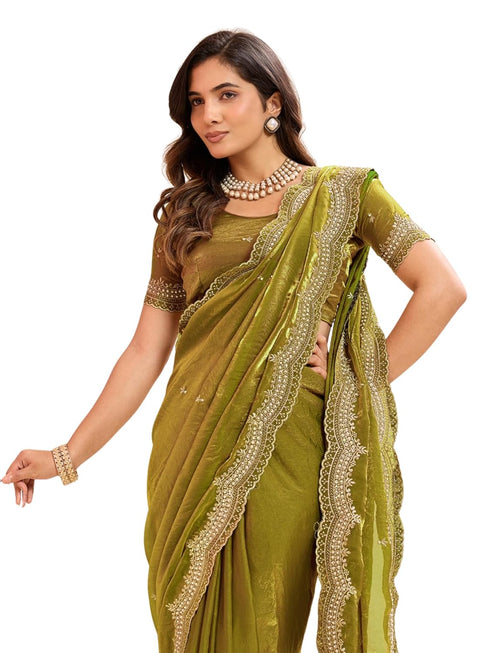 Vasthrlay Embellished Chiffon Embroidered