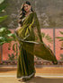 Vasthrlay Sequins Embroidery Unstitched Maroon Saree