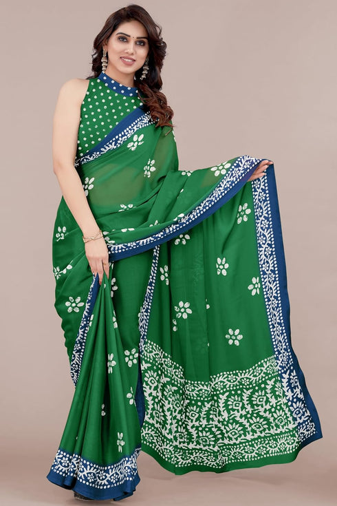 Vasthrlay Fashion Chiffon Printed Parrot Ethnic Wear