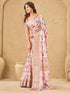 Vasthrlay Printed Jacquard Unstitched Dusty Pink Saree