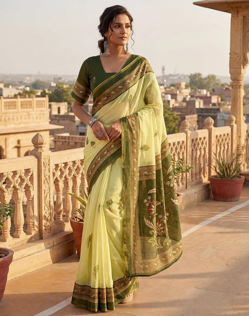 Vasthrlay Chanderi Printed Unstitched Orange Saree