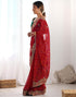 Vasthrlay Georgette Embroidery Unstitched Red Saree