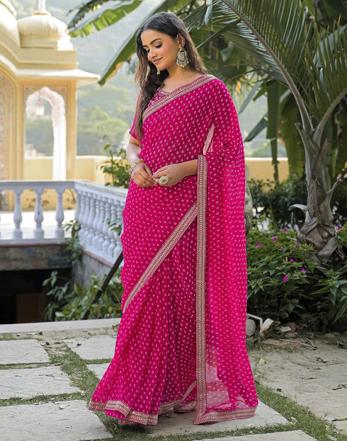 Vasthrlay Georgette Embroidery Black Saree With Black Unstitched Blouse Piece