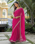 Vasthrlay Georgette Embroidery Black Saree With Black Unstitched Blouse Piece