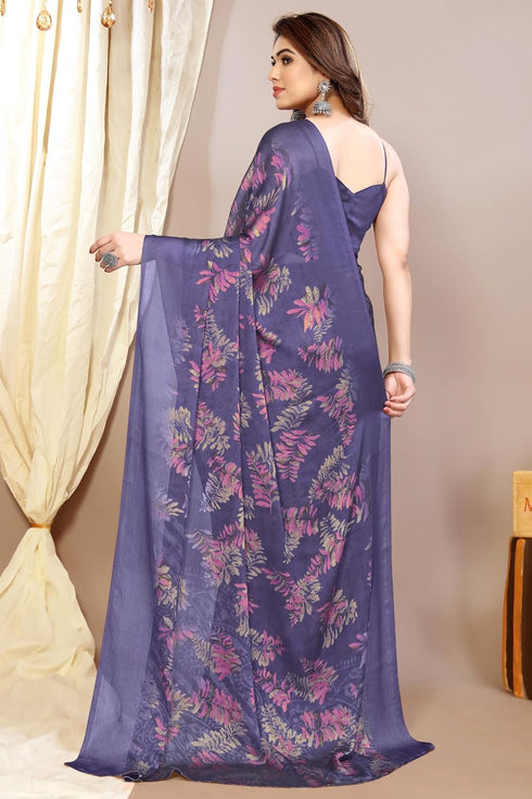 Vasthrlay Fashion Chiffon Turquoise Ethnic Wear