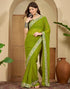 Vasthrlay Printed Georgette Unstitched Green Saree
