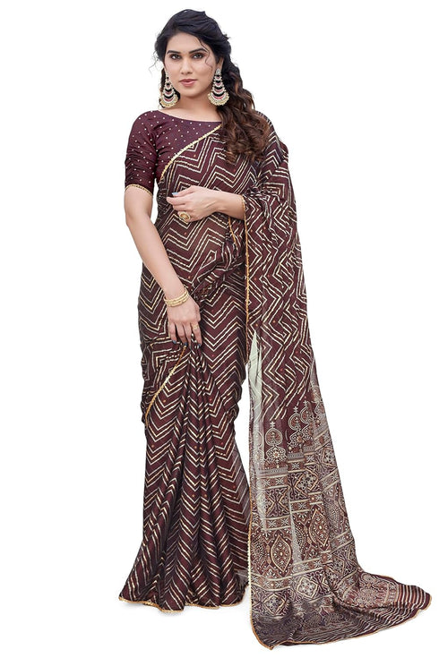 Vasthrlay Fashion Chiffon Chevron Printed Ethnic Wear