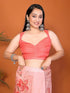 Vasthrlay Orange Digital Print Linen Ready To Wear Saree For Women
