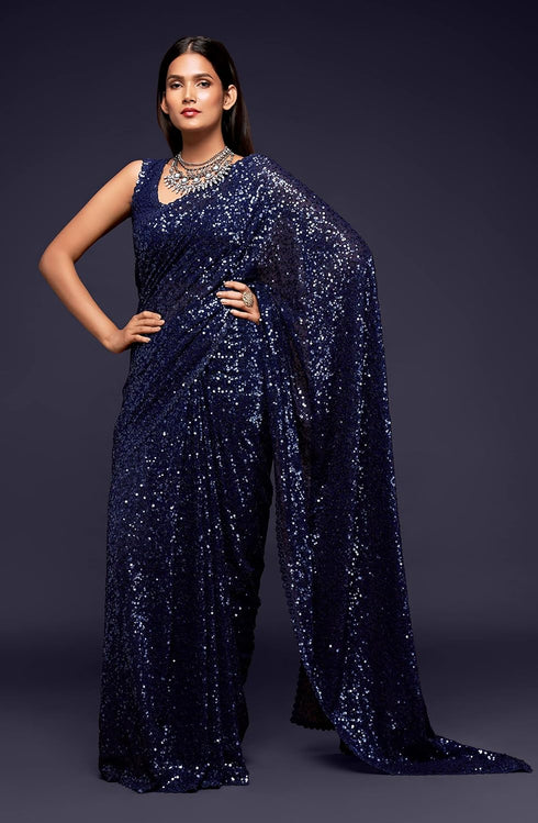 Vasthrlay Georgette Sequins Blouse Ethnic Wear
