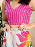 Vasthrlay Womens Printed Unstitched White Saree