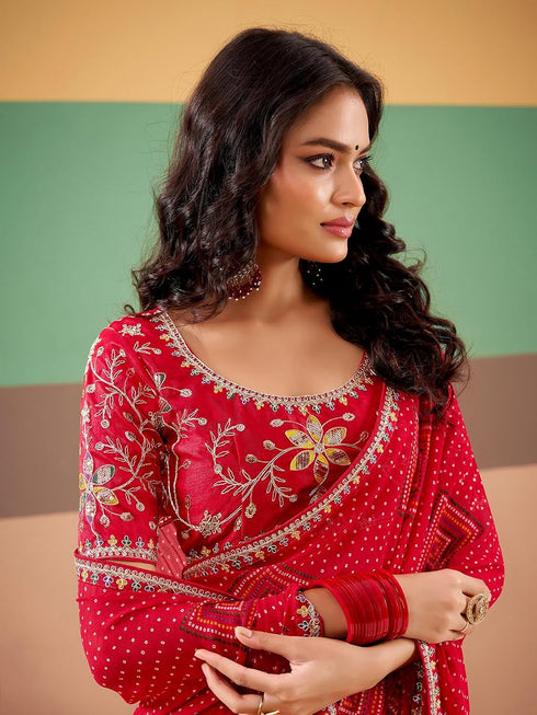Vasthrlay Chiffon Maroon Saree