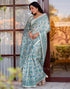Vasthrlay Womens Printed Unstitched White Saree