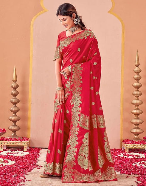 Vasthrlay Kanjivaram Jacquard Unstitched Mustard Saree