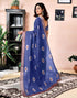 Vasthrlay Womens Printed Unstitched Dark Green Saree