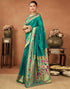 Vasthrlay Womens Paithani Unstitched Dark Green Saree