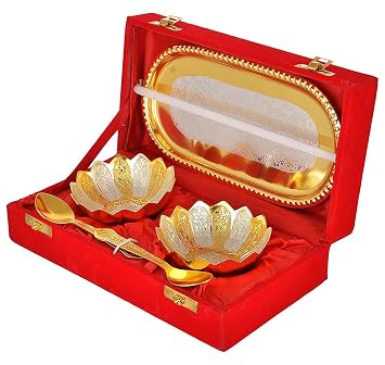 R Ayurveda Royal Metal Kamal Copper Bowl Set