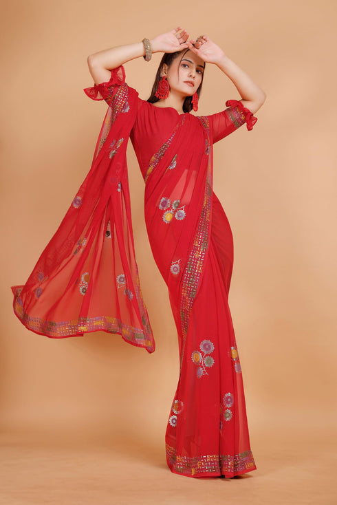 Vasthrlay Georgette Unstitched Saree