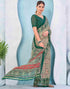 Vasthrlay Georgette Bandhani Unstitched Teal Saree