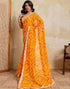 Vasthrlay Georgette Embroidery Yellow Saree With Unstitched Blouse Piece