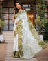 Vasthrlay Womens Printed Unstitched White Saree