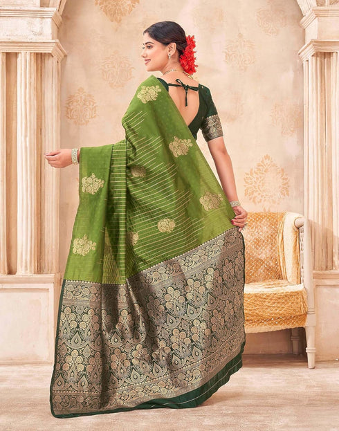 Vasthrlay Kanjivaram Jacquard Unstitched Mustard Saree