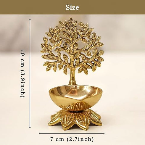 Behoma 100% Pure Brass Kalpavriksha Diya for Puja - Set of 2