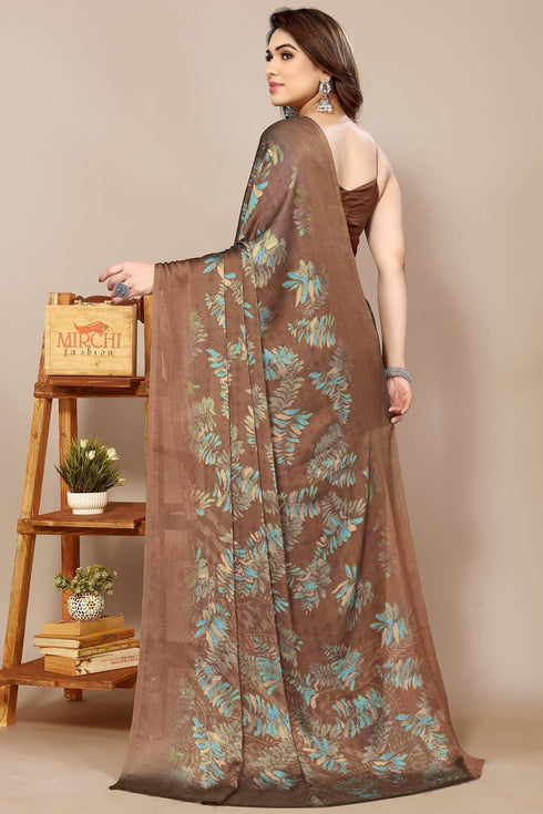 Vasthrlay Fashion Chiffon Turquoise Ethnic Wear