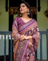 Vasthrlay Womens Printed Purple Saree With Unstitched Blouse Piece
