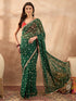 Vasthrlay Vasthrlaywomensgreengeorgettebandhaniprintembroideredlaceworksareewithunstitchedblousepiece Sareeforwoman Designersareeforwomen Tr Ethnic Wear