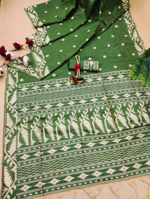 Vasthrlay Tussar Kalamkari Geometric Design Thread