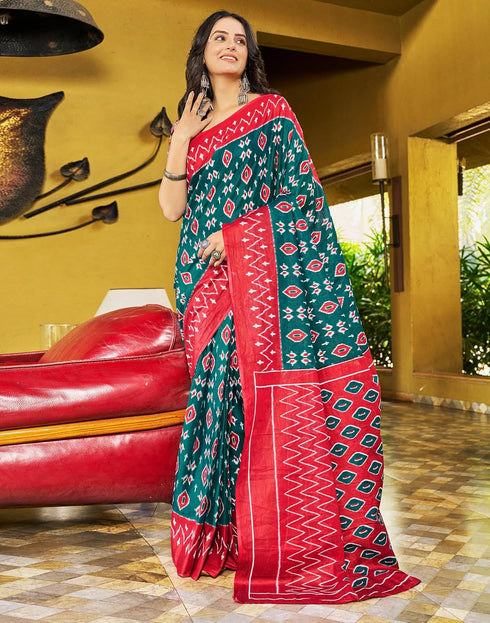 Vasthrlay Chanderi Bandhani Unstitched White Saree