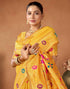 Vasthrlay Womens Paithani Unstitched Dark Green Saree