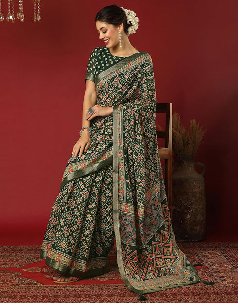 Vasthrlay Georgette Bandhani Unstitched Wine Saree
