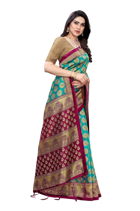 Vasthrlay Printed Blouse Mustard Ethnic Wear