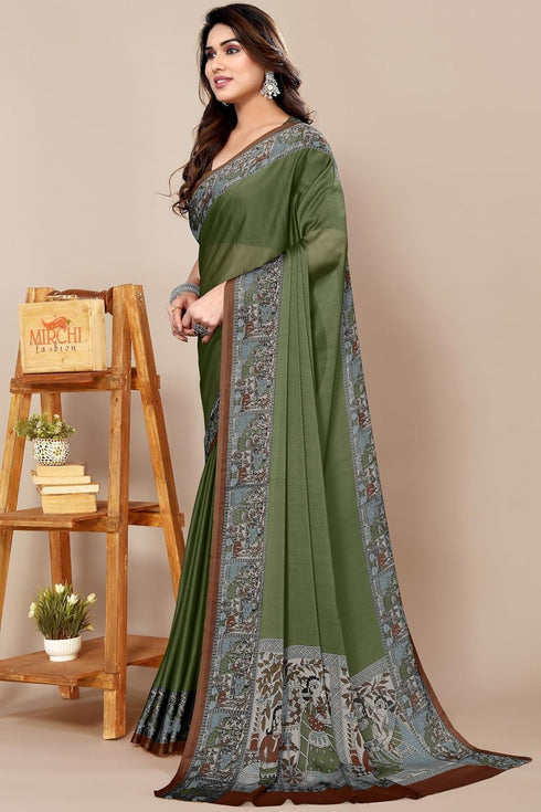 Vasthrlay Fashion Chiffon Georgette Teal Ethnic Wear