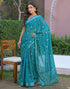 Vasthrlay Womens Printed Unstitched Dark Green Saree