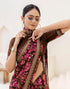Vasthrlay Chiffon Tassels Unstitched Dark Green Saree