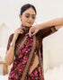 Vasthrlay Chiffon Tassels Dark Brown Saree With Unstitched Blouse Piece