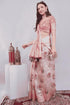 Vasthrlay Pink Floral Print Chanderi Silk Blend Saree With Unstitched Blouse Piece