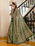 Vasthrlay Womens Printed Dark Green Saree With Unstitched Blouse Piece