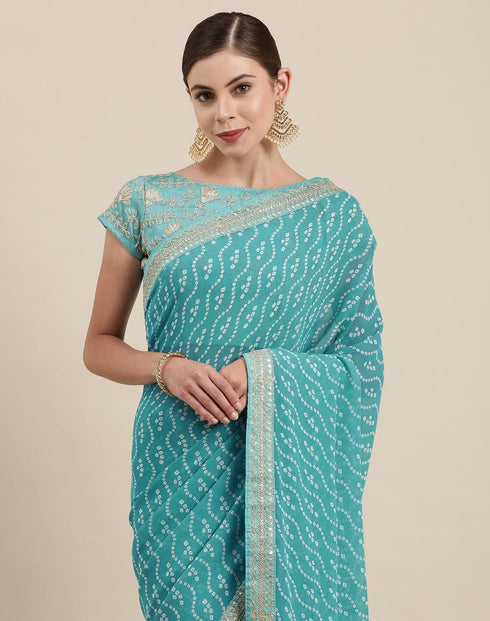 Vasthrlay Bandhani Georgette Unstitched Black Saree