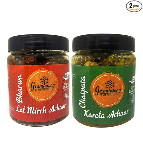Graminway Chatpata Karela and Bharwan Lal Mirch Achar Combo