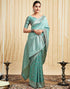 Vasthrlay Womens Banarasi Jacquard Mint Green Saree With Unstitched Blouse Piece