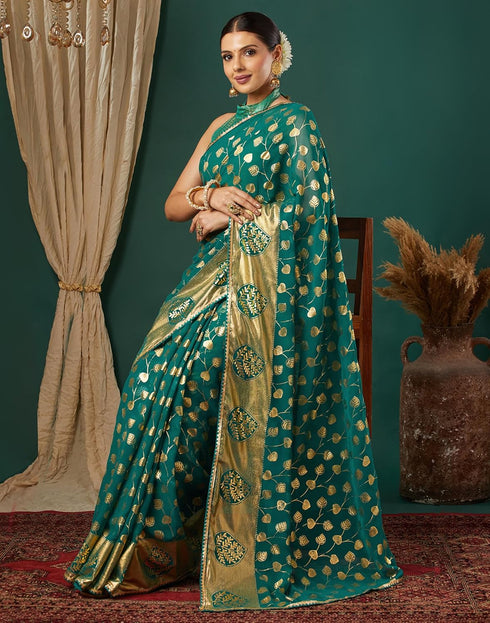 Vasthrlay Georgette Printed Unstitched Maroon Saree