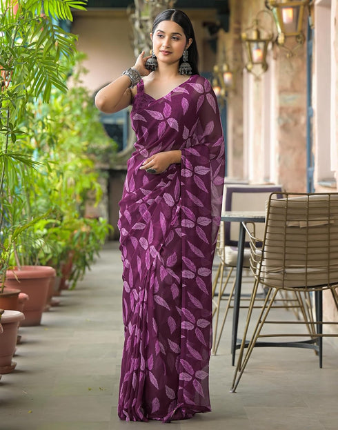 Vasthrlay Chiffon Bandhani Unstitched Olive Green Saree