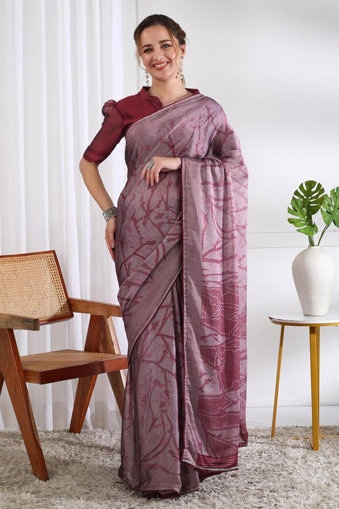Vasthrlay Fashion Chiffon Geometric Printed Ethnic Wear