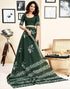 Vasthrlay Womens Printed Unstitched Dark Green Saree